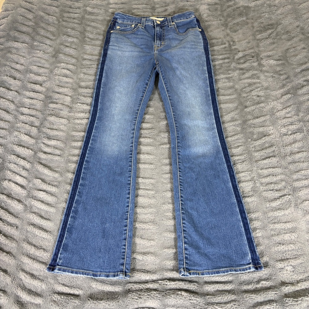 Levis 725 High Rise Bootcut Jeans Womens 26 Blue Side Stripe Denim 18759-0158